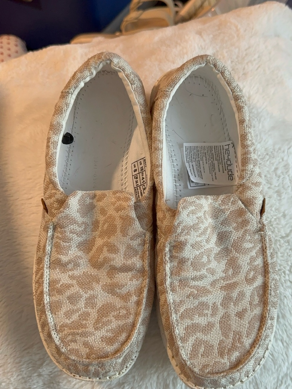 Hey Dude Tan Beige Patterned Slip-On Moccasins